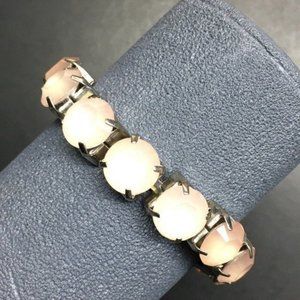 Pale Pink Silver Bracelet Chunky Stretch